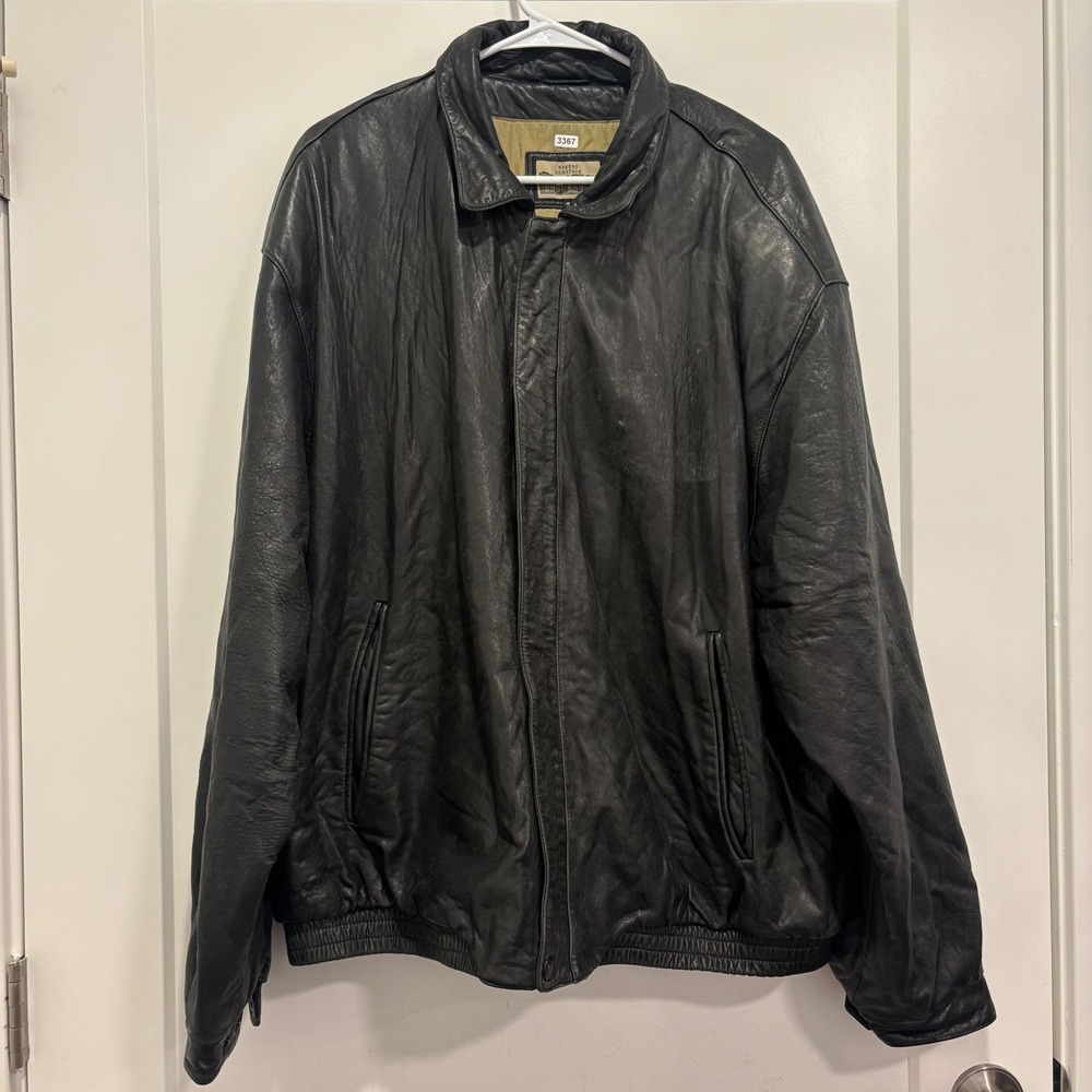 Robert Comstock Endurance Black Leather Thinsulate Bomber Jacket Mens 48